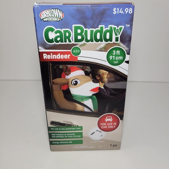 GEMMY Airblown Inflatable Reindeer Car Buddy for Christmas - 3" NEW Inflatable - Picture 1 of 3